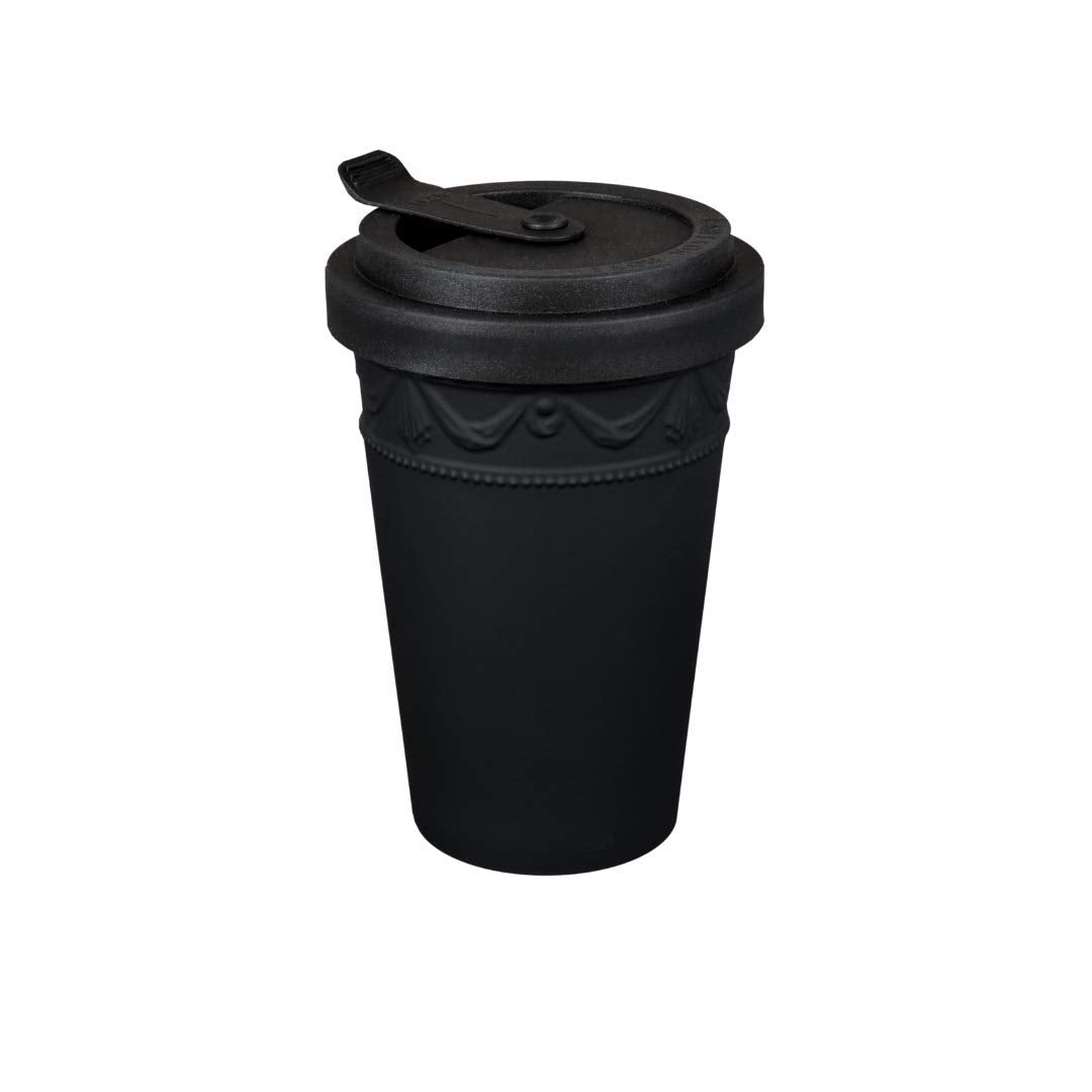 KPM Berlin Kurland To-Go Becher, Porzellan, Kaffeebecher, Teebecher, handmade, schwarz, Schwarz