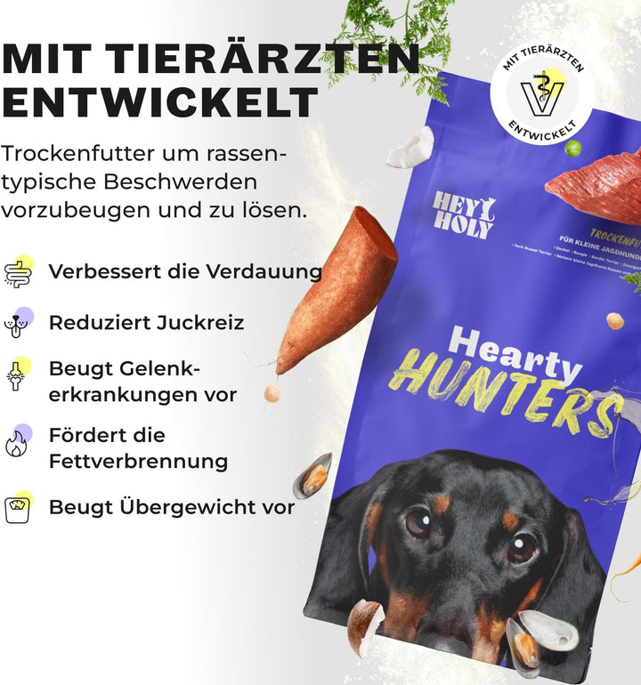 HEY HOLY – Hearty Hunters Trockenfutter für ausgewachsene Hunde mit 40% Rind – 1er Pack (7kg) – Getr