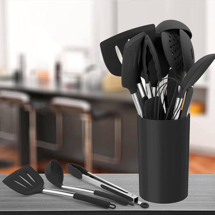 Herogo Küchenhelfer Set, 25 Stück Silikon Küchenutensilien mit Halter, Hitzebeständiger Kochbesteck