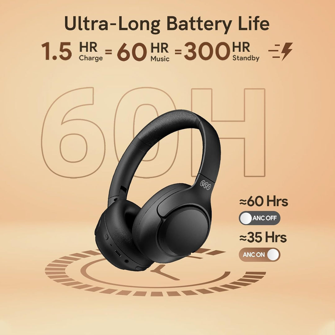 QCY H3 ANC Bluetooth Kopfhörer Over Ear,Hybrid Active Noise Cancelling Kopfhörer,Hi-Res Sound,60H Ak