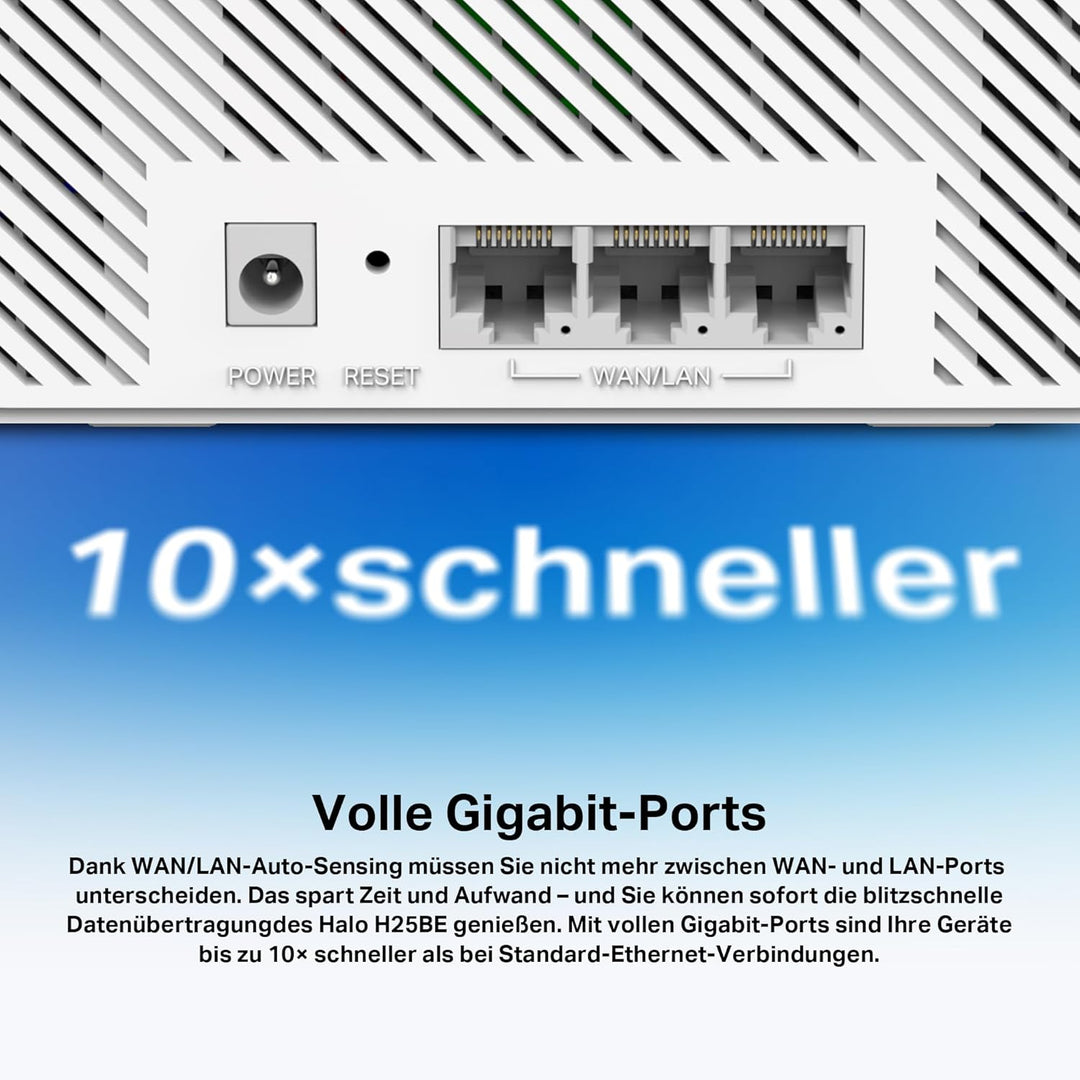 Mercusys Halo H25BE Mesh WLAN Set (2er-Pack), Wi-Fi 7 BE3600 Dualband-Router & Repeater, 3 × Gigabit