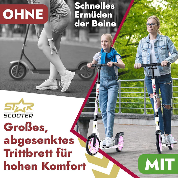 STAR SCOOTER Aluminium Kickscooter Tret City Roller für Jungen, Mädchen ab 6-7 Jahre | Big 205mm Whe