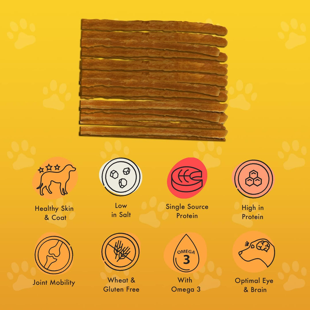 Pet Munchies Wild Salmon Strips Hundeleckerli, Premium Getreidefreies Hundekauspielzeug mit natürlic
