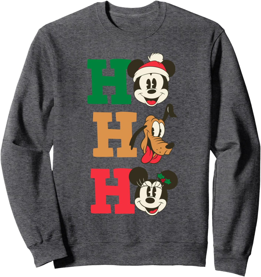 Disney Mickey Pluto and Minnie Ho Ho Ho Holiday Sweatshirt