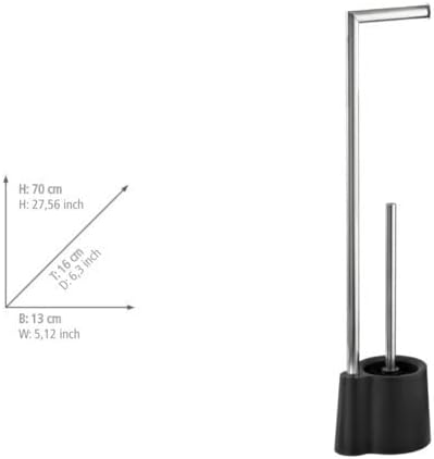WENKO Stand WC-Garnitur Avola Schwarz - WC-Bürstenhalter, Polypropylen, 13 x 70 x 16 cm, Schwarz, Sc