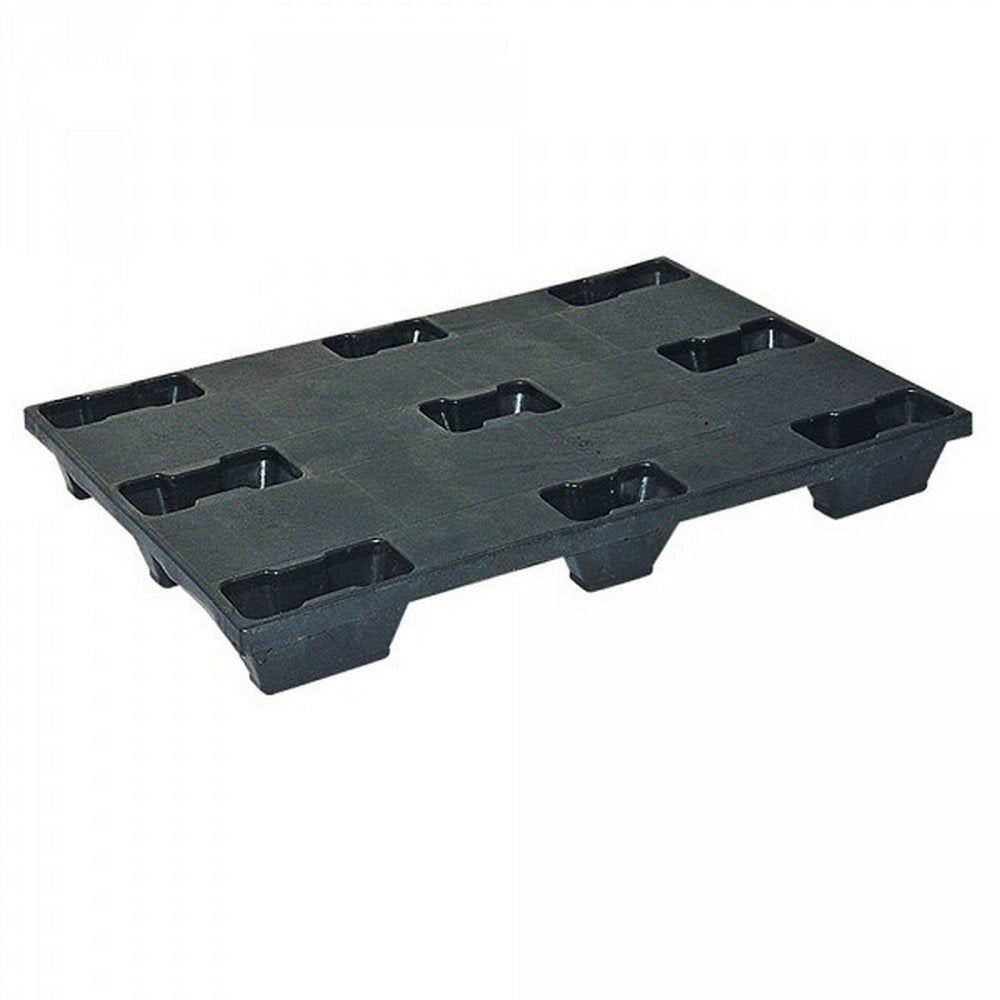 Leichtpalette, Euromass LxBxH 1200x800x140 mm, schwarz, geschl. Deck, nestbar
