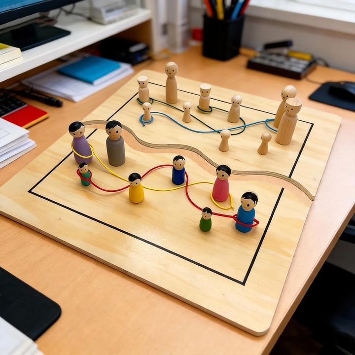 Systembrett Aufstellung Set, Familienbrett Beziehungsbrett aus Holz für Coaching Familienaufstellung
