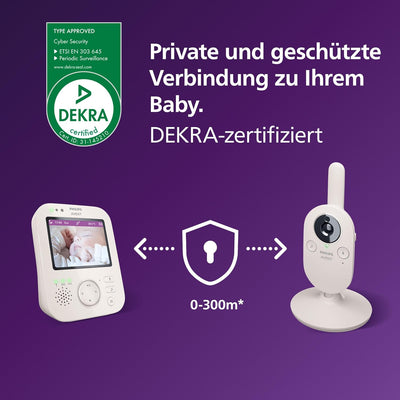 Philips Avent Babyphone mit Kamera Premium – sicheres Video Babyphone, 3,5 Zoll Bildschirm, 4-Fach Z