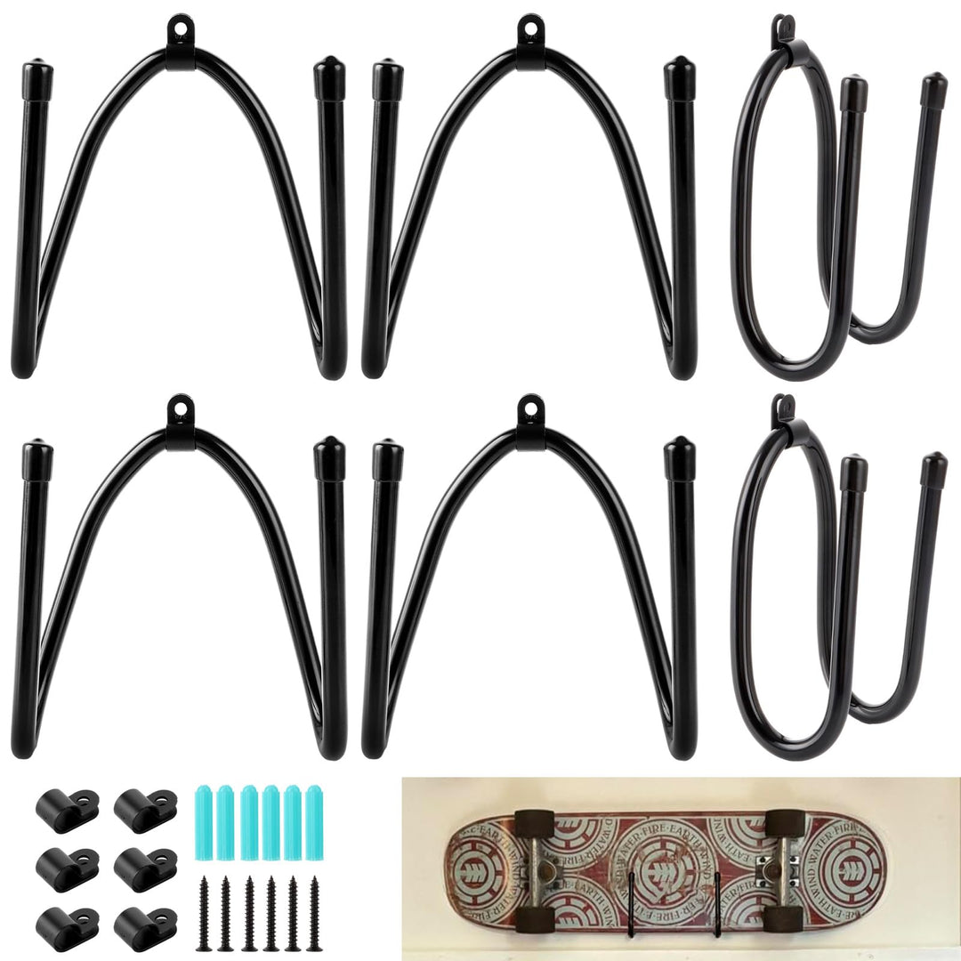 6 Stück Skateboard Wandhalterung - 16.5 x 7 x 6 CM Skateboard Halterung Wand - Longboard Wandhalteru
