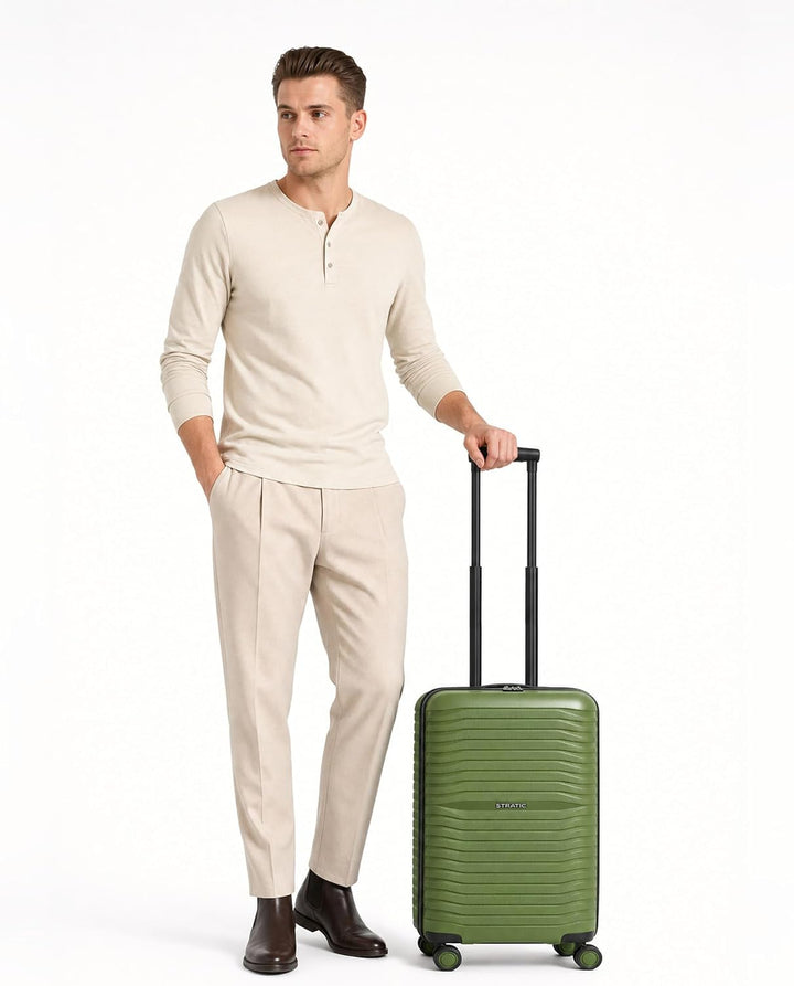 Stratic Kabinen-Koffer für Damen und Herren | Kleiner Cabin-Trolley 37 x 20 x 55 cm aus hochwertigem
