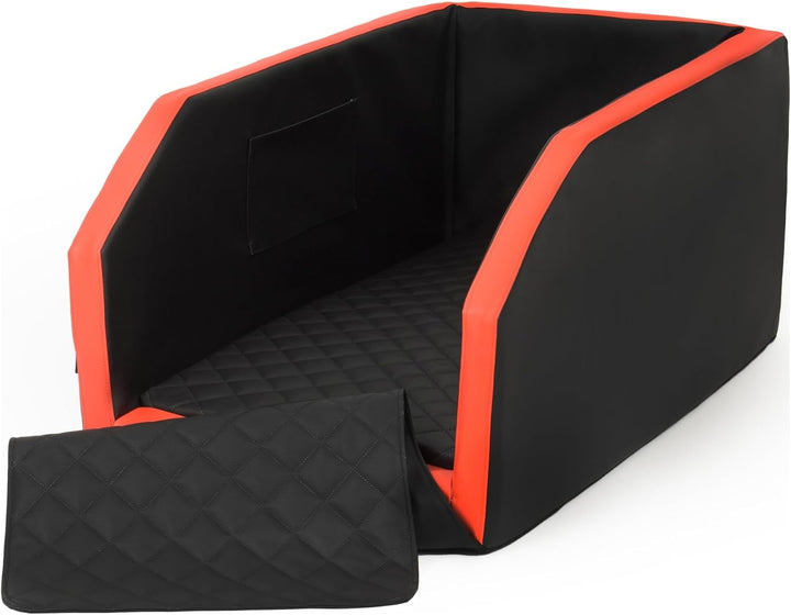Velinda Autohundebett Hunde-Autositz Hundebett Rückbank Hundesitz Anschnallgurt 55x100 (Farbe: schwa