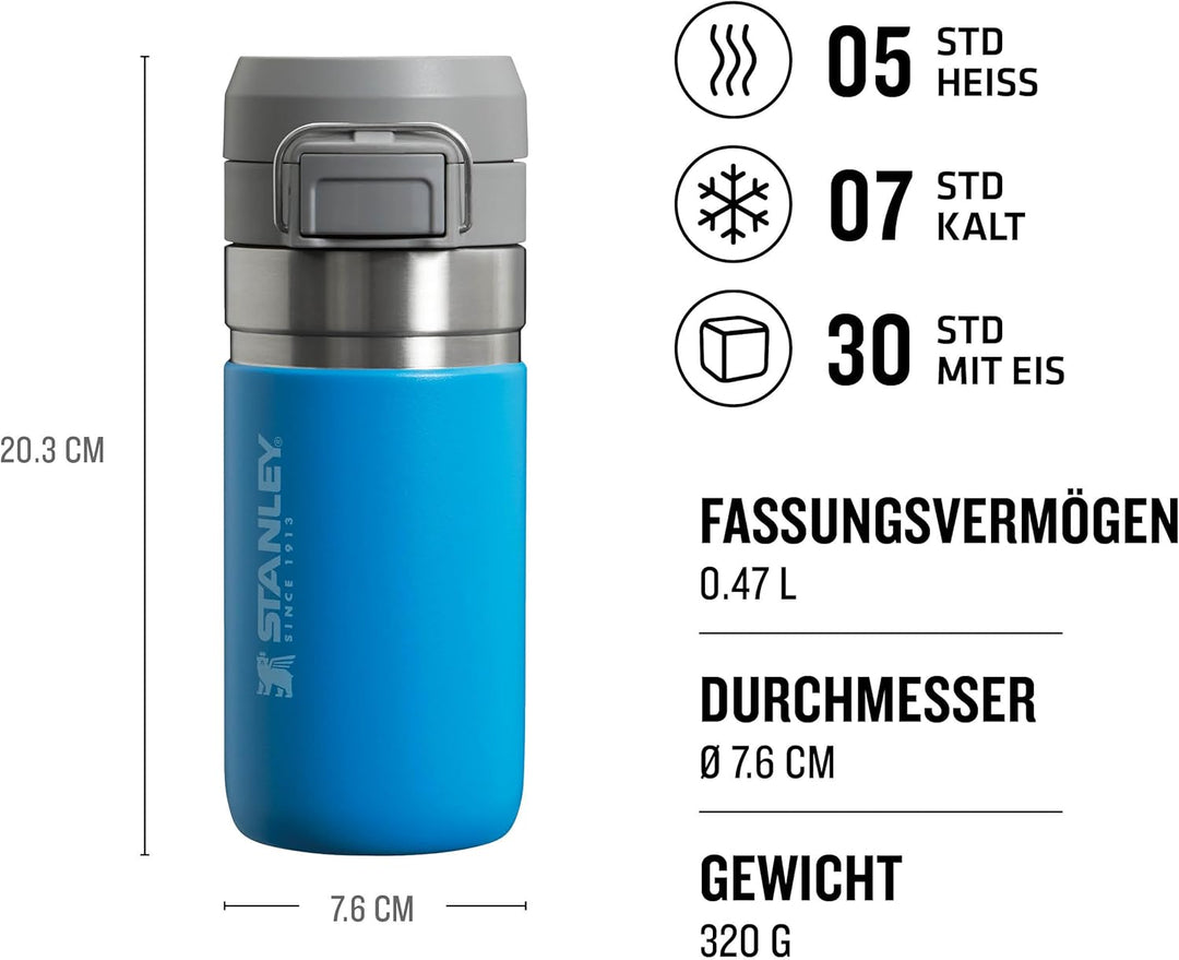 Stanley Quick Flip Trinkflasche Edelstahl - Hält 7+ Stunden Kalt - Wasserflasche BPA-Frei - Spülmasc