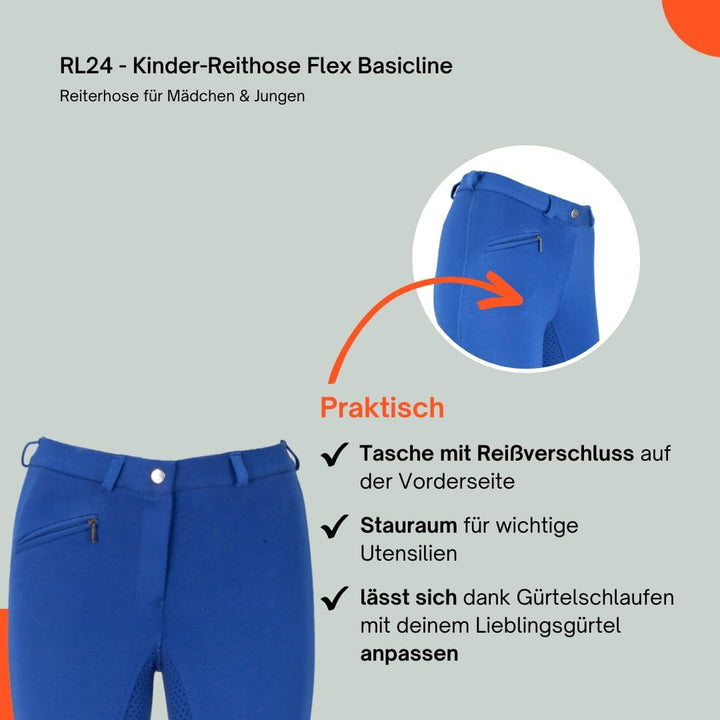 RL24 - Kinder-Reithose Flex Basicline | Vollbesatz-Reitleggings für Mädchen & Jungen | hautfreundlic