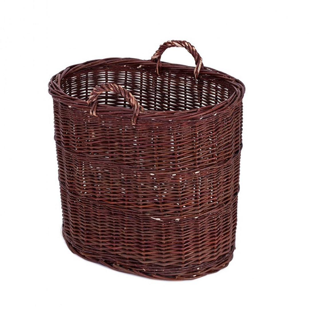Vollweidener Kaminkorb, Kaminkorb aus Weide, dunkelbrauner Weidenkorb für Kaminholz, Spielzeugkasten