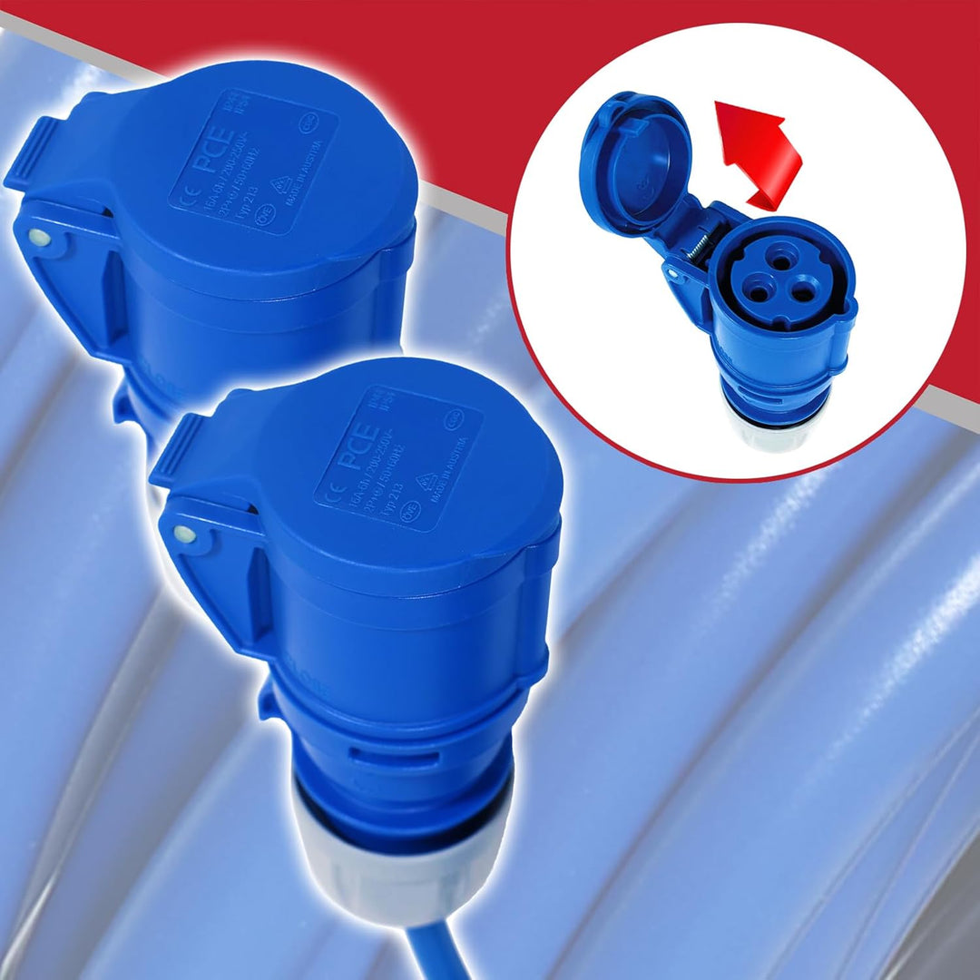 SPARES2GO 16-A-Splitterkabel, 240 V, für Wohnwagen und Wohnmobile, 2-Wege-Anschluss, Y-Stück, 2 x 16