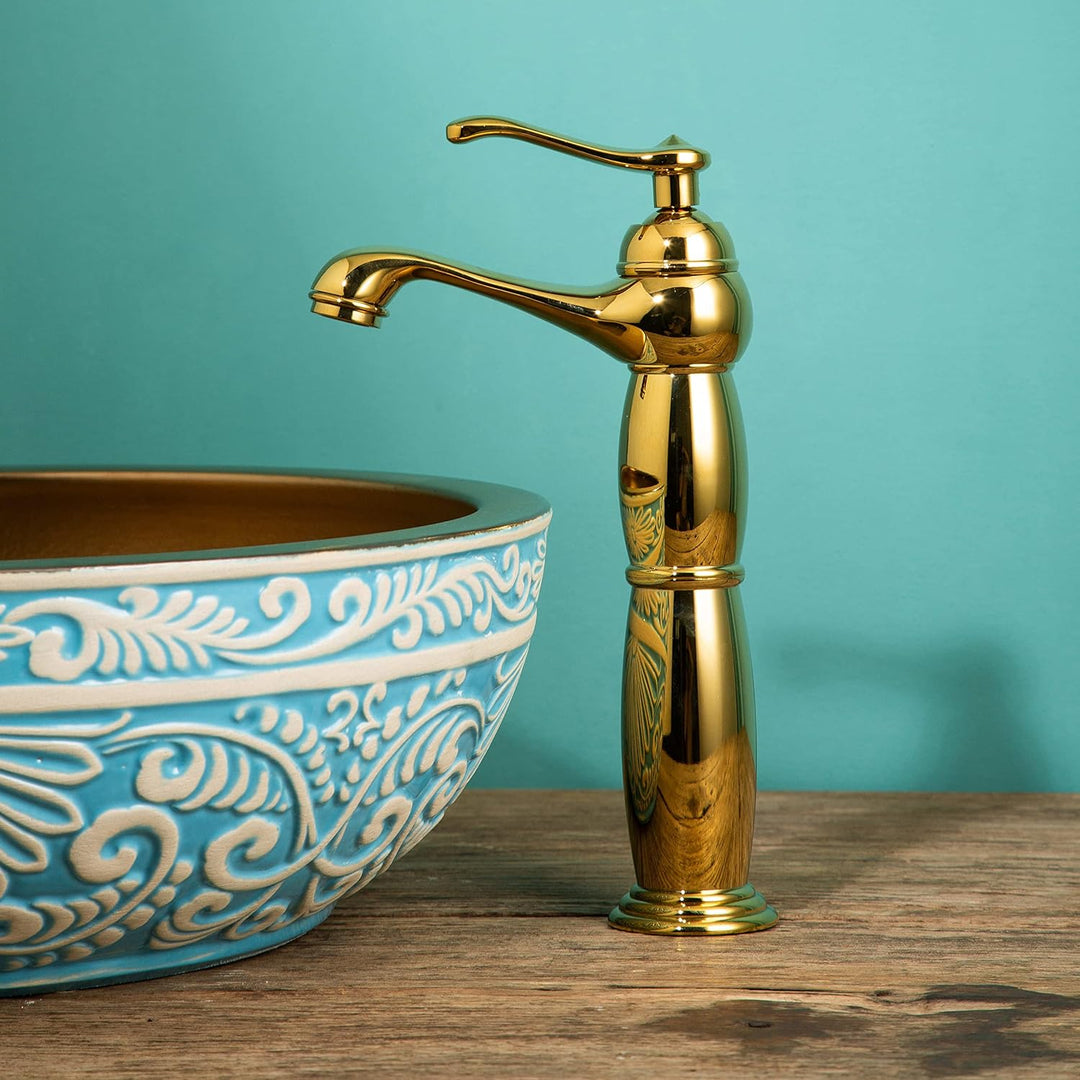 Badezimmerarmatur Luxus Gold Waschbeckenarmatur für Badezimmer Waschbecken hohe Armatur für Eitelkei