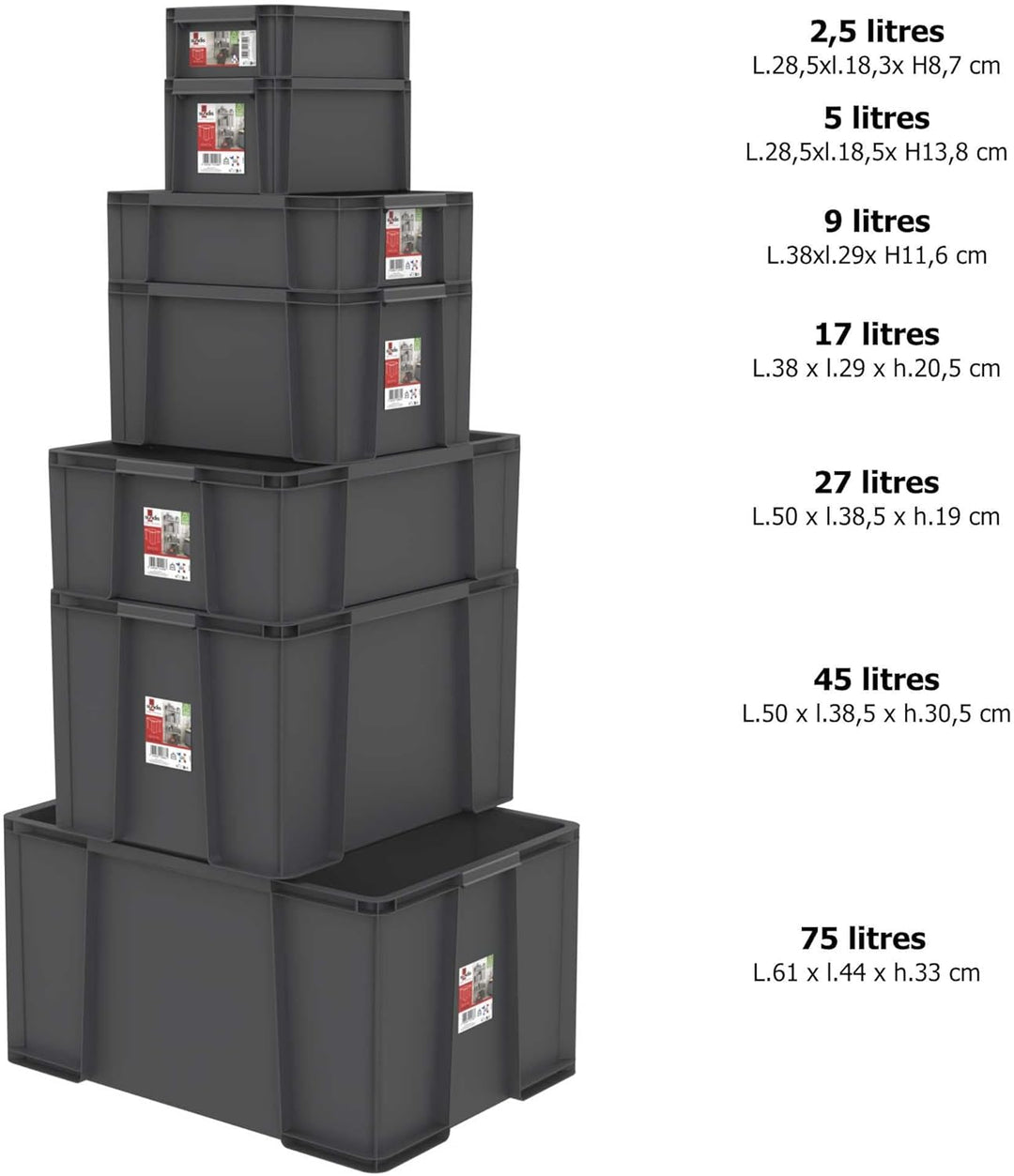 Sundis 3er set MASTER BOX, 17L - Modular und stapelbar - Anthrazitgrau SET 3X17L, SET 3X17L