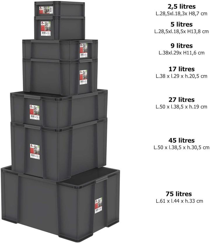 Sundis 4er set MASTER BOX, 9L - Modular und stapelbar - Anthrazitgrau SET 4X9L, SET 4X9L