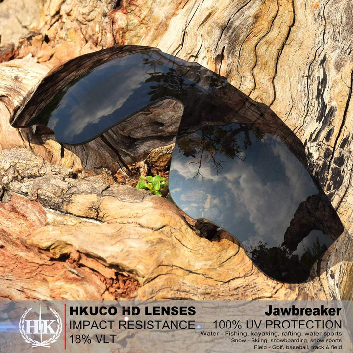 HKUCO Plus Replacement Lenses For Oakley Jawbreaker Sunglasses Black/Transparent Yellow Polarized