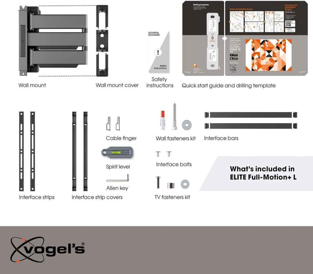 Vogel's Elite TVM 5645 Ultradünne Schwenkbare Premium TV-Wandhalterung für 40-77 Zoll Fernseher | Bi
