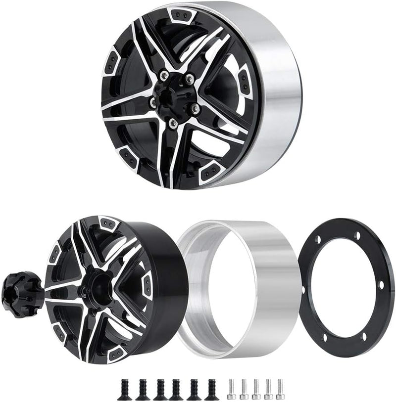 AXspeed 1.9" Beadlock Wheel Rims for Axial SCX10 D90 D110 CC01 1/10 RC Crawler Car, Pack of 4