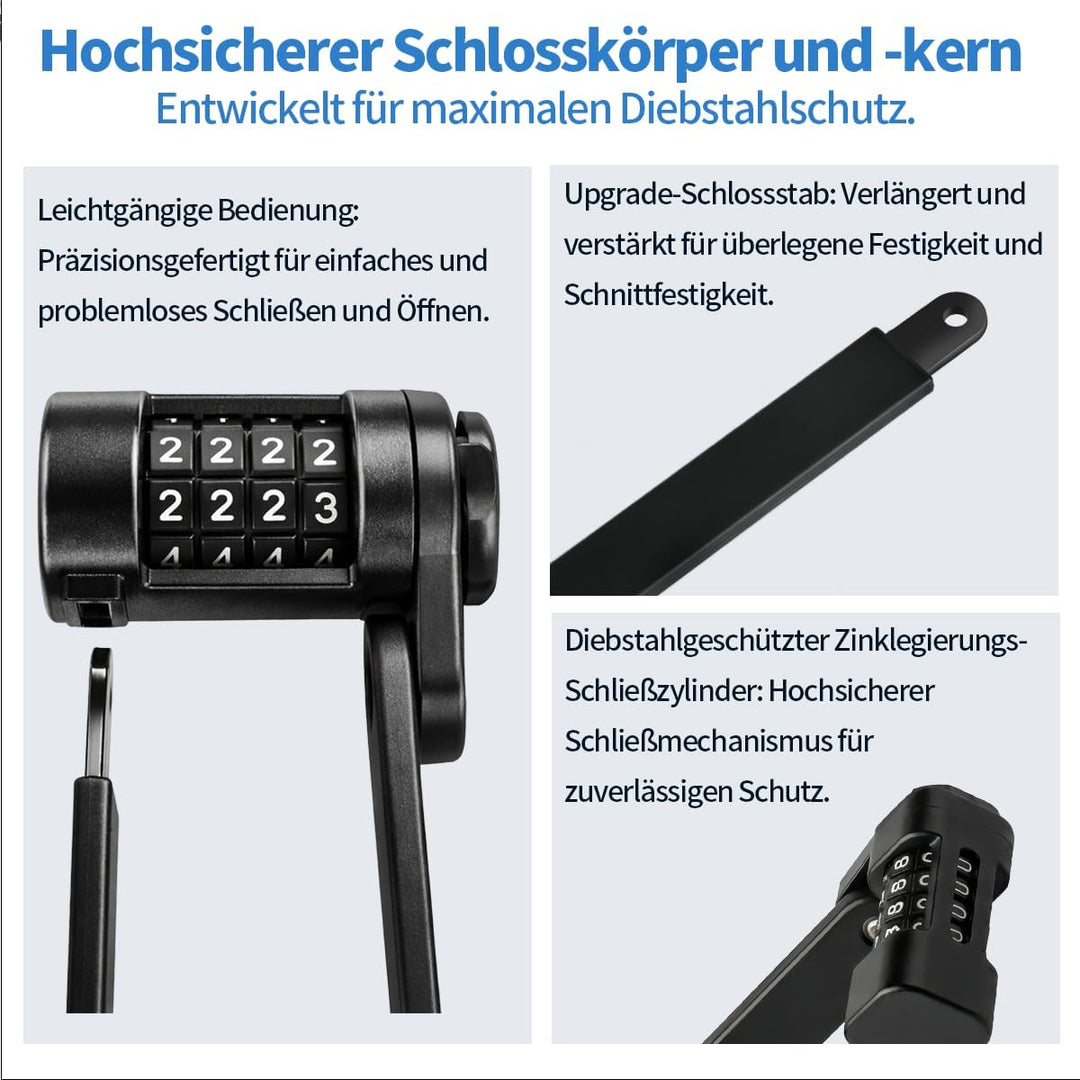 Fahrrad-Kettenschloss, Kombinations-Faltradschloss für schlüssellose, Hochwertiges Fahrradschloss mi