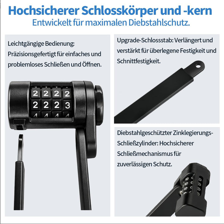 Fahrrad-Kettenschloss, Kombinations-Faltradschloss für schlüssellose, Hochwertiges Fahrradschloss mi