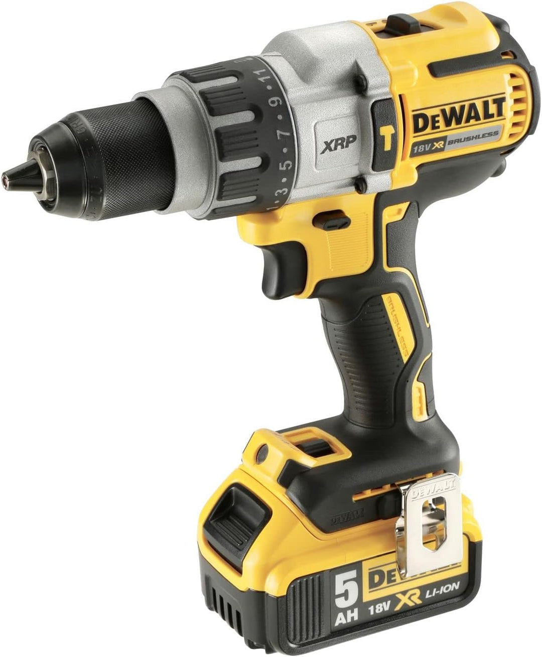 Dewalt DCD996P2 2 X 5.0 Ah XR Li-ion Brushless Combo Bohrer Set, 18 V, Gelb/Schwarz, Satz von 7 Teil