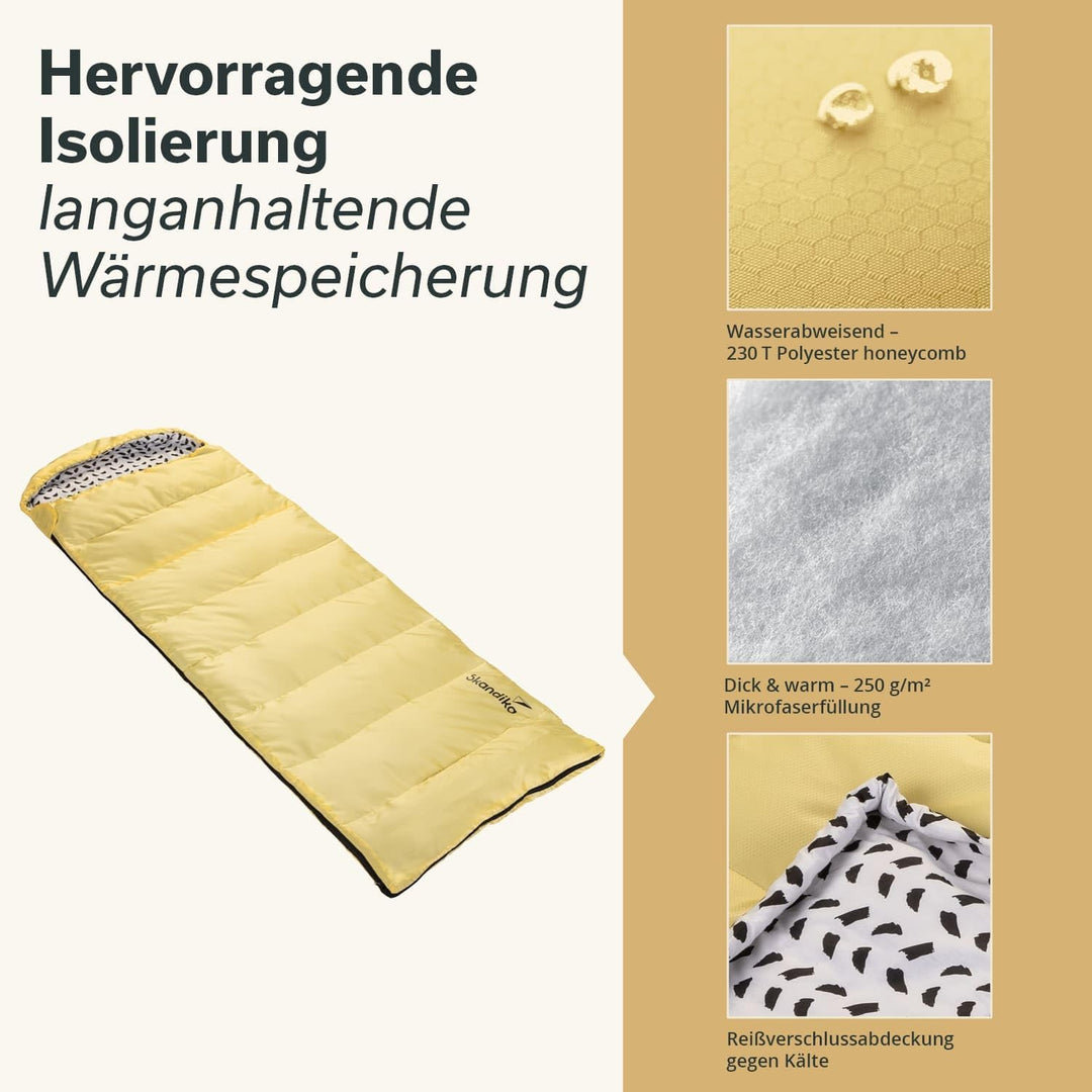 Skandika Deckenschlafsack Iceland Single | Schlafsack Outdoor für Erwachsene, 3 Jahreszeiten mit Bau