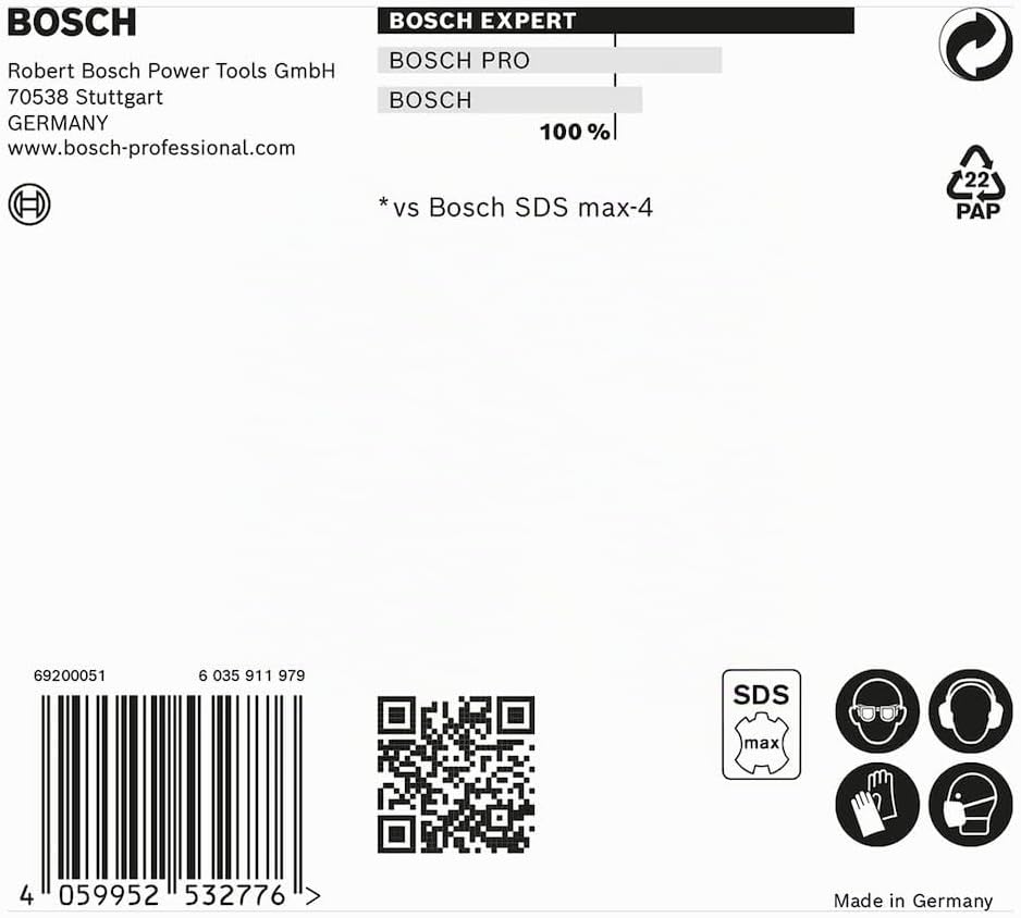 Bosch Professional 1x Expert SDS max-8X Hammerbohrer (für Stahlbeton, Ø 12,00x740 mm, Zubehör Bohrha