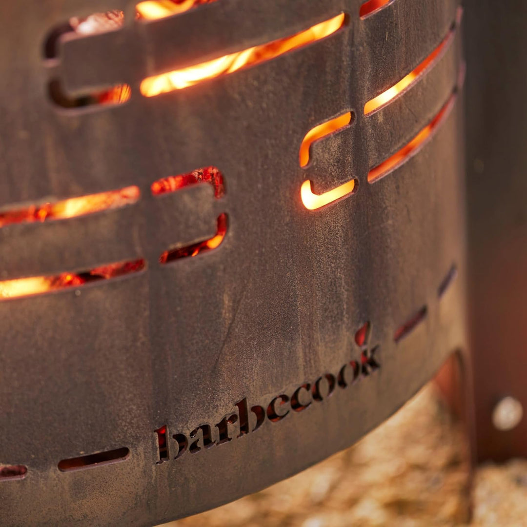 Barbecook Feuerkorb Jules mit Aschekasten aus vorgerostetem Cortenstahl, Feuerkorb BBQ Outdoors, 43x