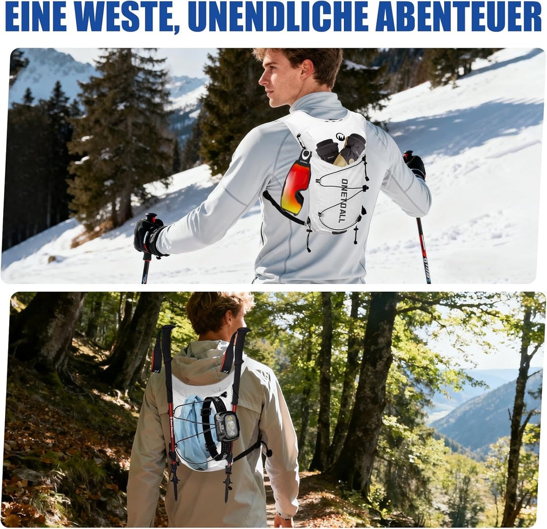 Laufweste Damen mit 2L TPU Trinkblase/500ml Trinkflasche, Leichter Trinkrucksack Laufen Herren 6L, R