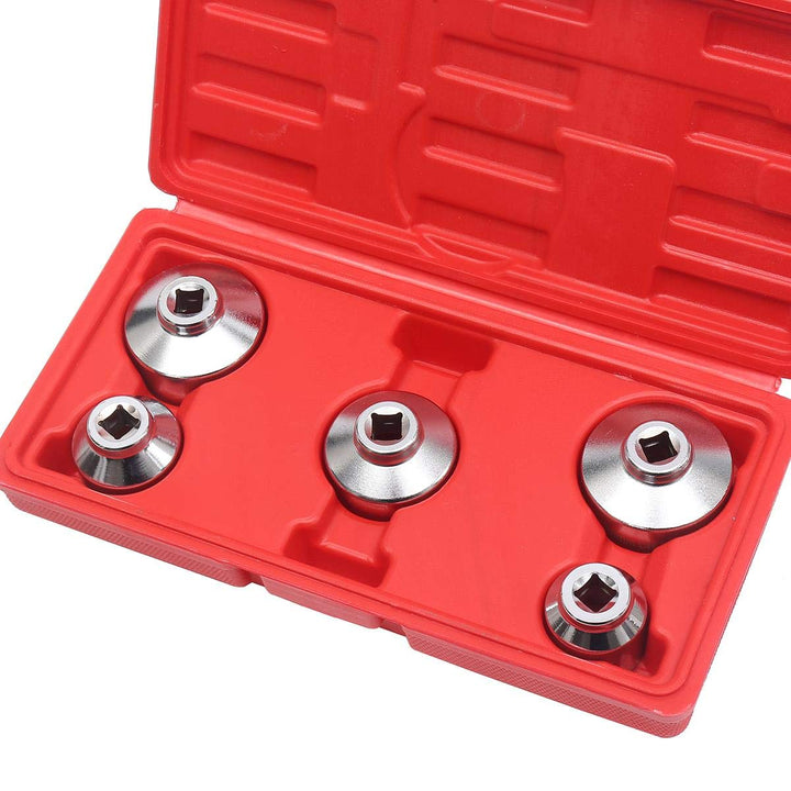 KATSU Ölfilter Schraubenschlüssel Satz 5 Stück, 3/8" Sechskantantrieb 24-38mm Ölfilter Steckschlüsse