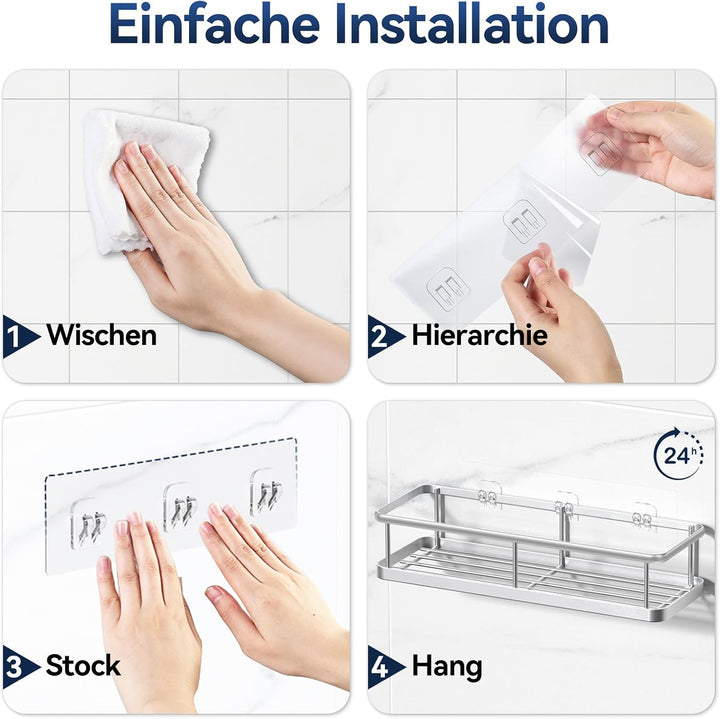 YASONIC Duschablage Ohne Bohren, 3 Stück Rostfreie Badezimmer Organizer, Schnelltrocknender Duschreg