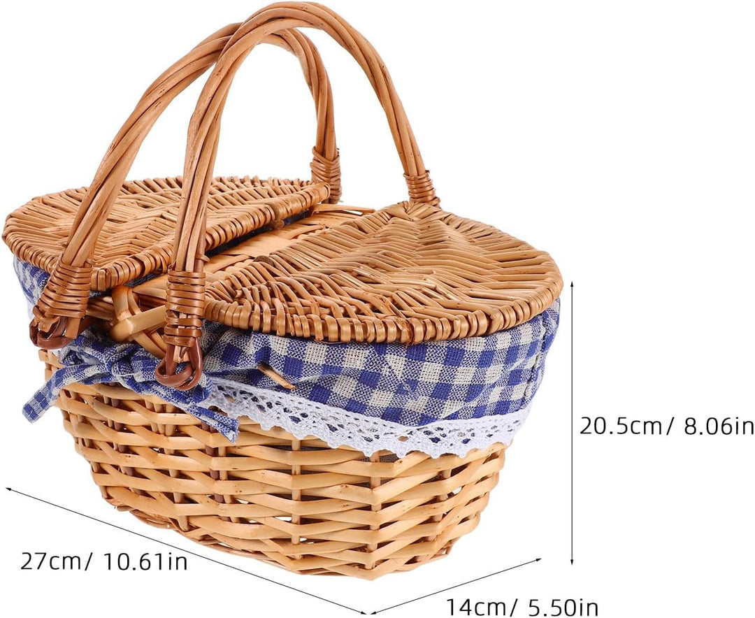 UKCOCO Picknickkorb aus Weide mit Deckel: Geflochtener Picknickkorb mit Griff Und Herausnehmbarem Le