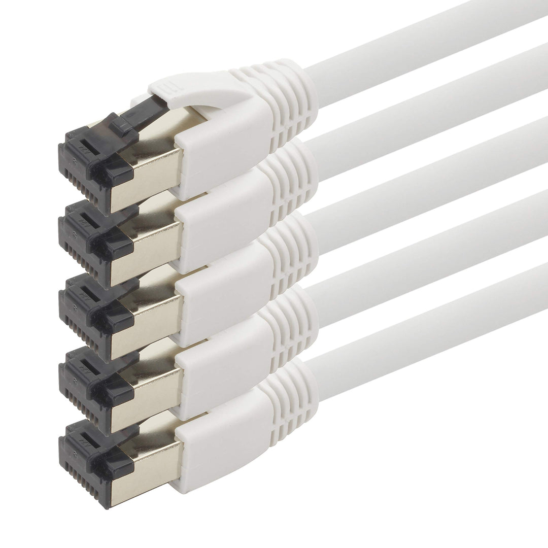 1aTTack.de 3m Cat 8 Netzwerkkabel CAT8 Kabel Weiss - 5 Stück Cat.8 Lan 2000 Mhz 40 Gbit s 40GBase-T