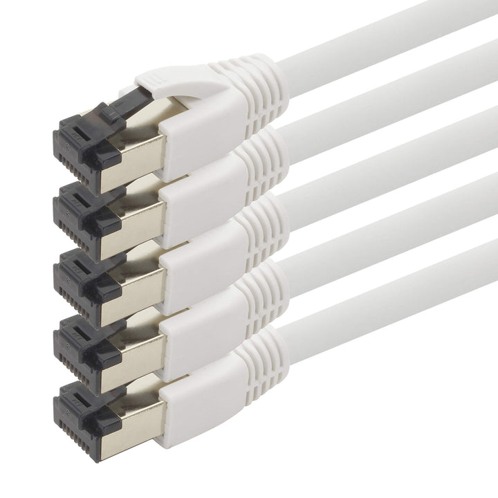 1aTTack.de 3m Cat 8 Netzwerkkabel CAT8 Kabel Weiss - 5 Stück Cat.8 Lan 2000 Mhz 40 Gbit s 40GBase-T