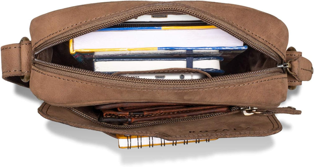 ROYALZ 'Oregon' Leder Umhängetasche Herren Klein Männer Ledertasche Vintage Herrenhandtasche Moderne