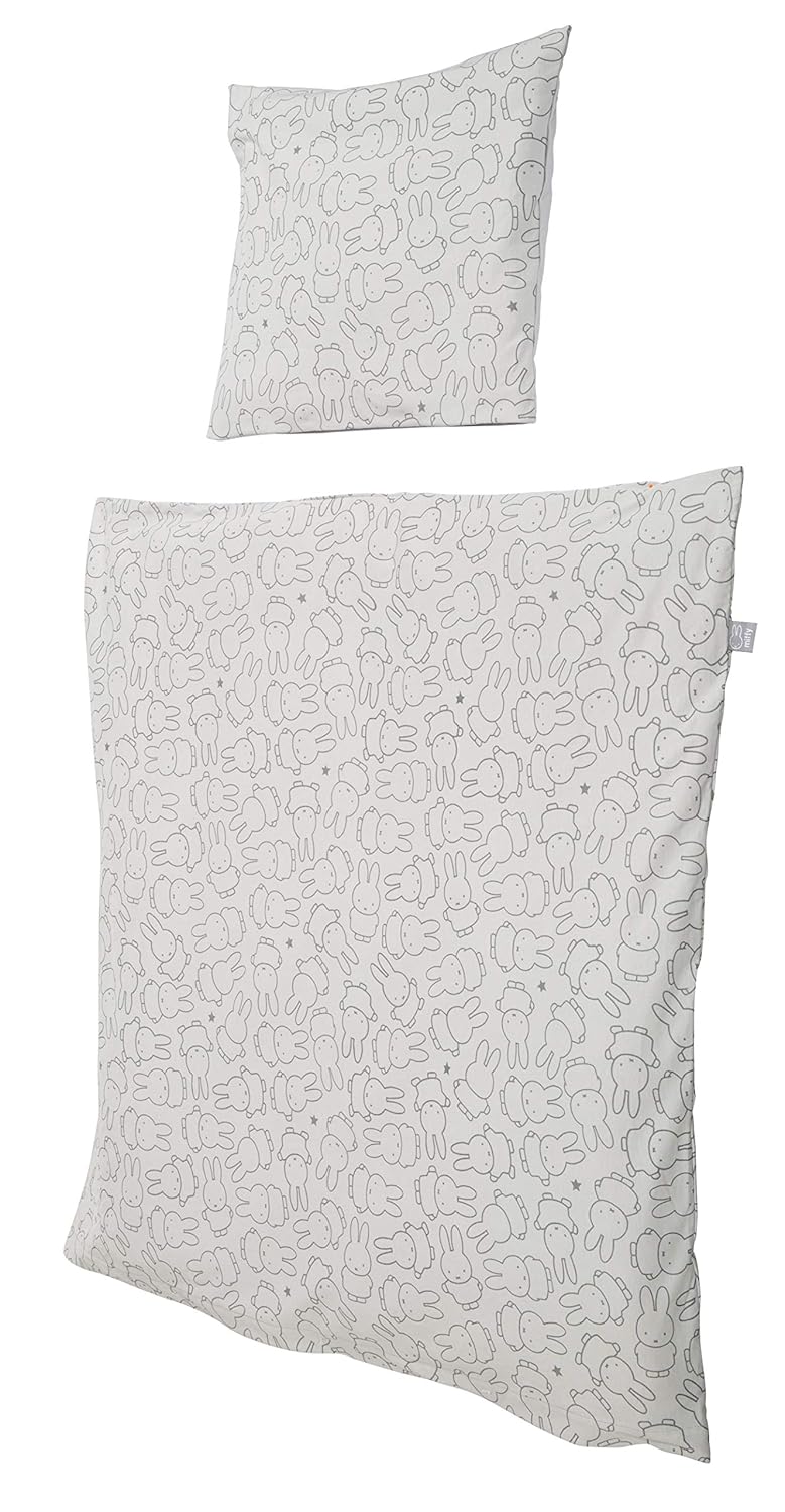 roba Babybettwäsche Miffy® 80 x 80 cm - Bettwäsche Set für Babybett &amp; Beistellbett - Hasen Motiv - B