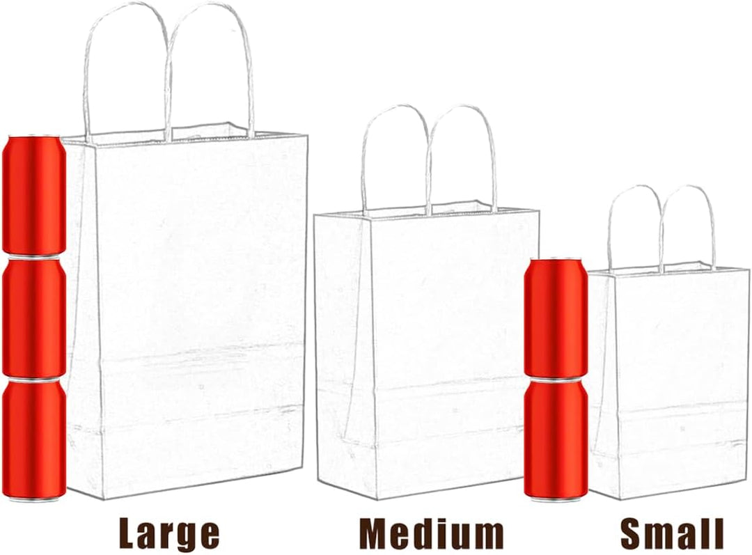 Gcardist Diamantblaue Papiertüten mit Henkeln, Grosspackung mit 100 Stück in verschiedenen Grössen (