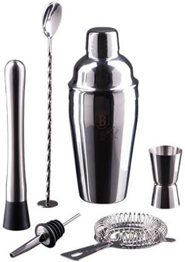 Berlinger Haus Barkeeper-Set | 6-TLG. Black Rose Collection mit Edelstahl-Zubehör | Shaker 0,55 L, l