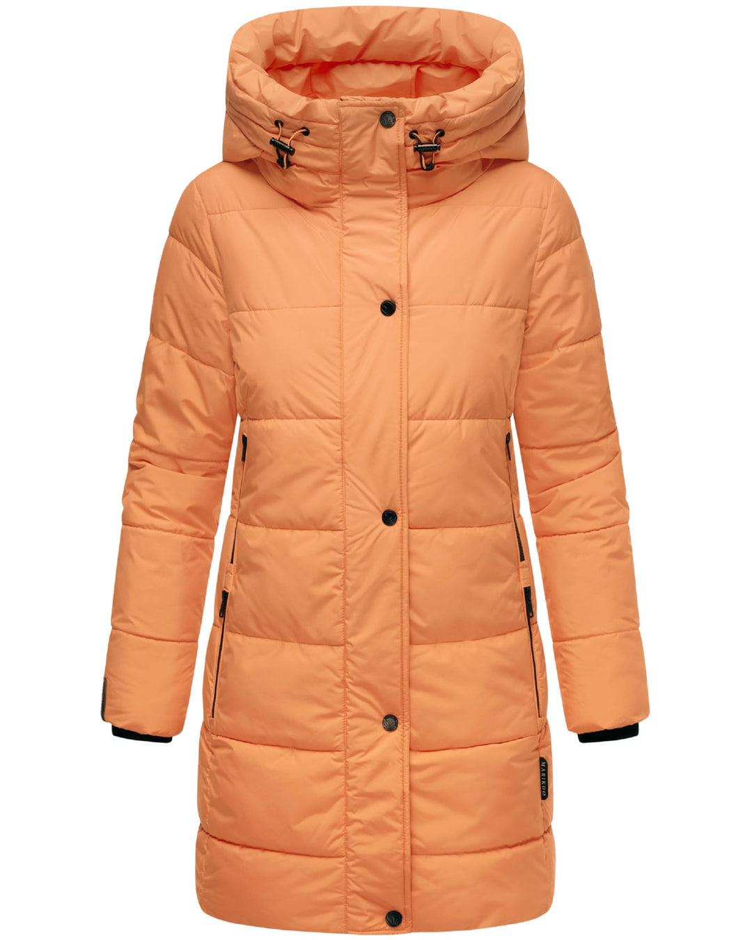 MARIKOO Damen Wintermantel Warmer Steppmantel lang mit Kapuze und hohem Kragen Karumikoo XVI XS-3XL