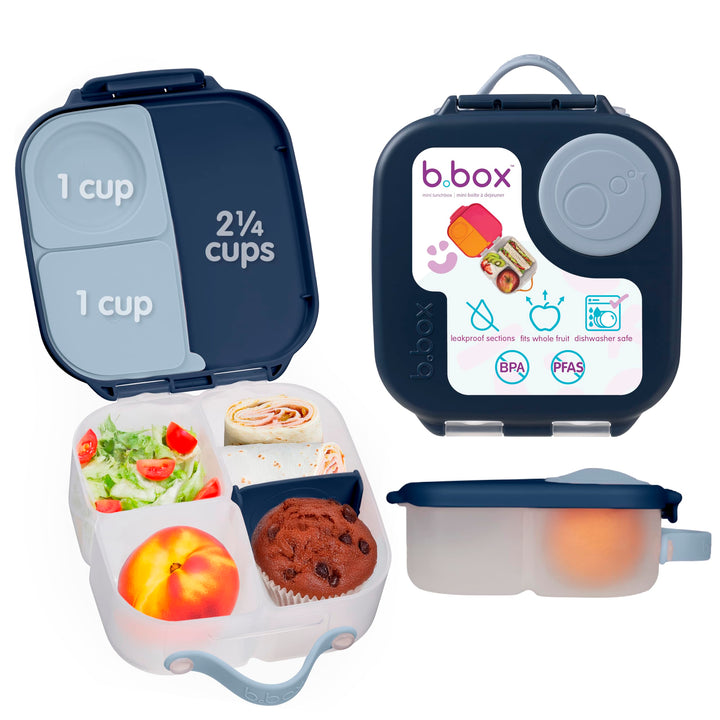 b.box Mini Brotdose | Bento-Box mit 3 Fächern (2 auslaufsicher) | Ideal für Kleinkinder, Kinderlunch