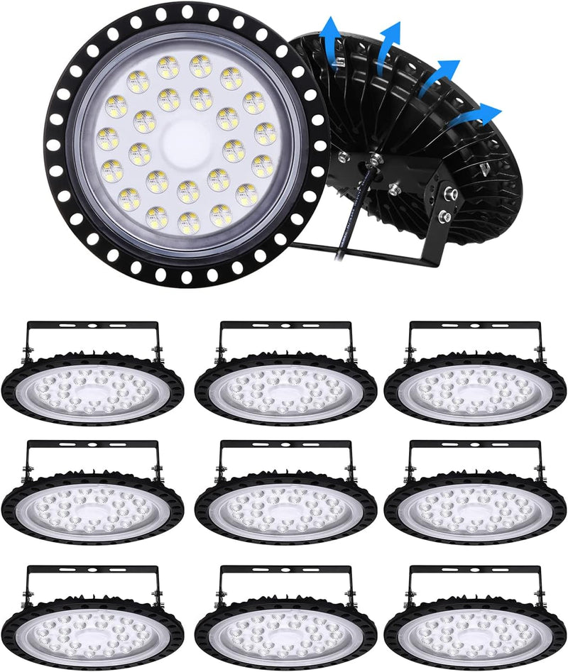 Bellanny LED Strahler 100W, 8000LM LED Hallenstrahler, 6500K Kaltweiss LED UFO Industrielampe mit 96