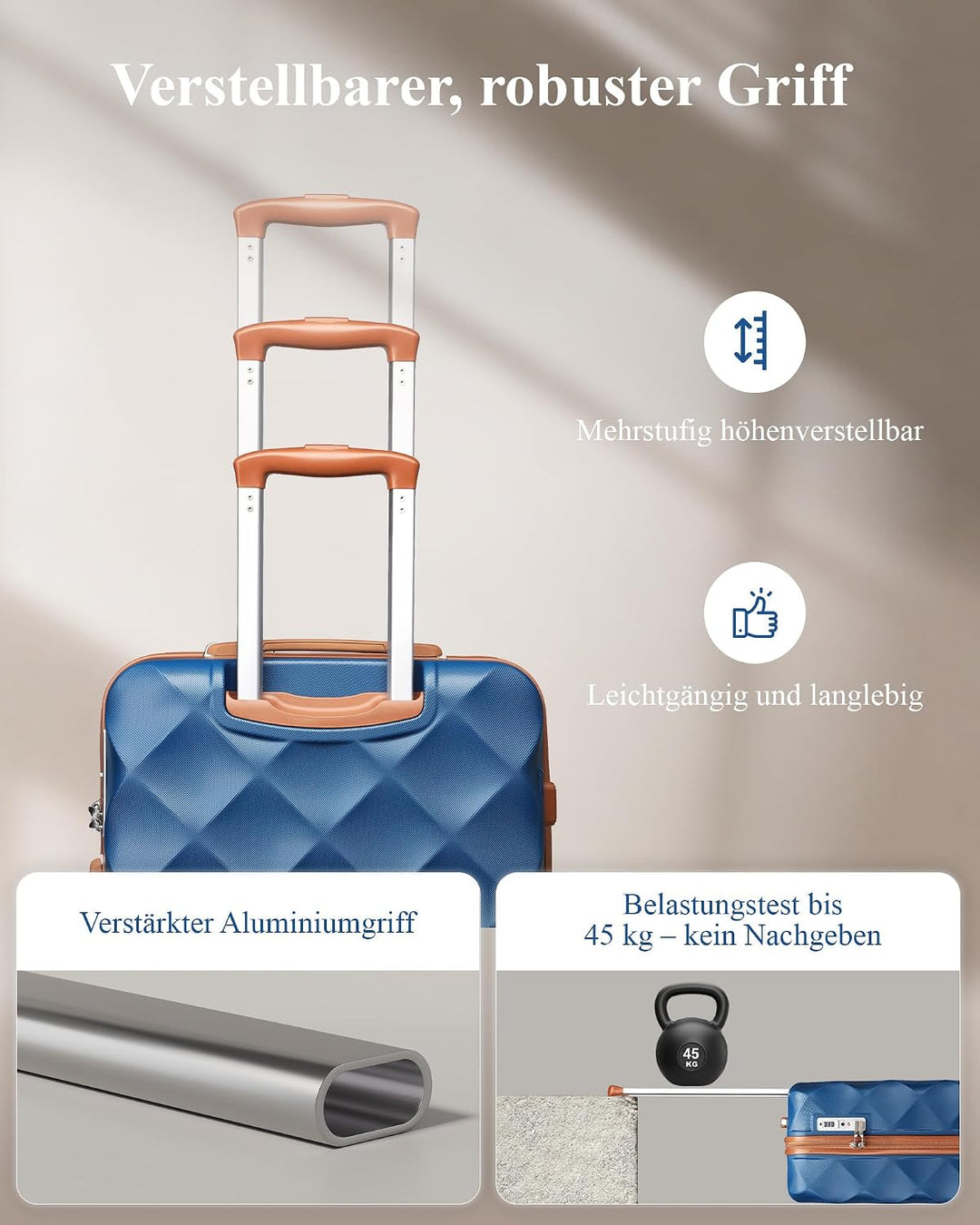 British Traveller Hartschalenkoffer Mittelgross Handgepäck Koffer 61 * 42 * 26cm Reisekoffer Mittelg