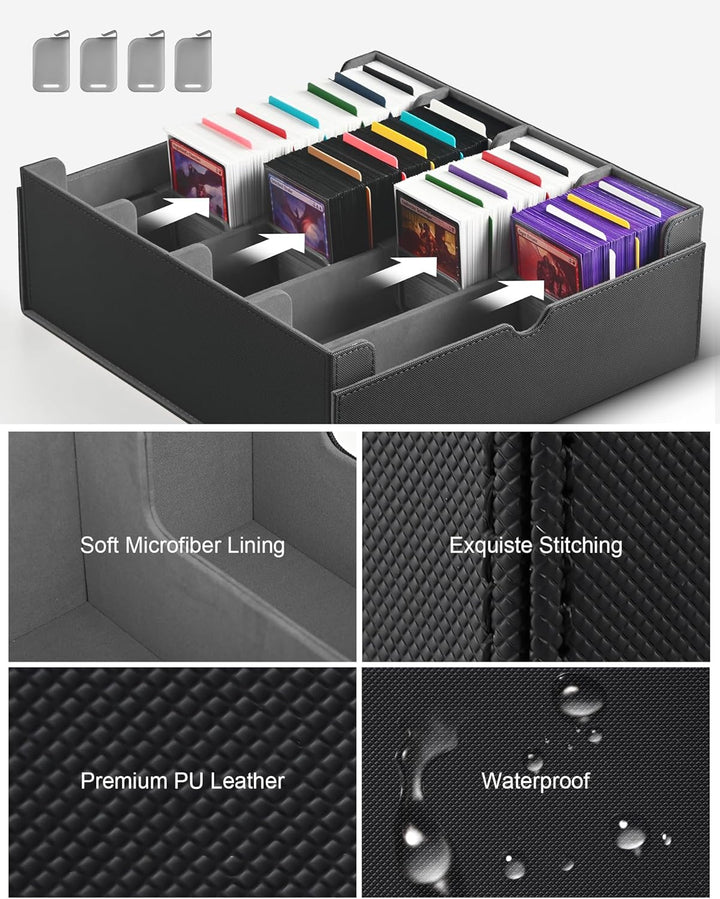 ZLCA Trading Card Storage Box, Commander Card Deck Case Holds 2400+ Cards, MTG Deck Box mit 4 Stopfe
