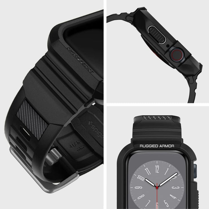 Spigen Rugged Armor Pro Hülle mit Band für Apple Watch 41/40mm | TPU-Unibody-Hülle mit Armband, Carb