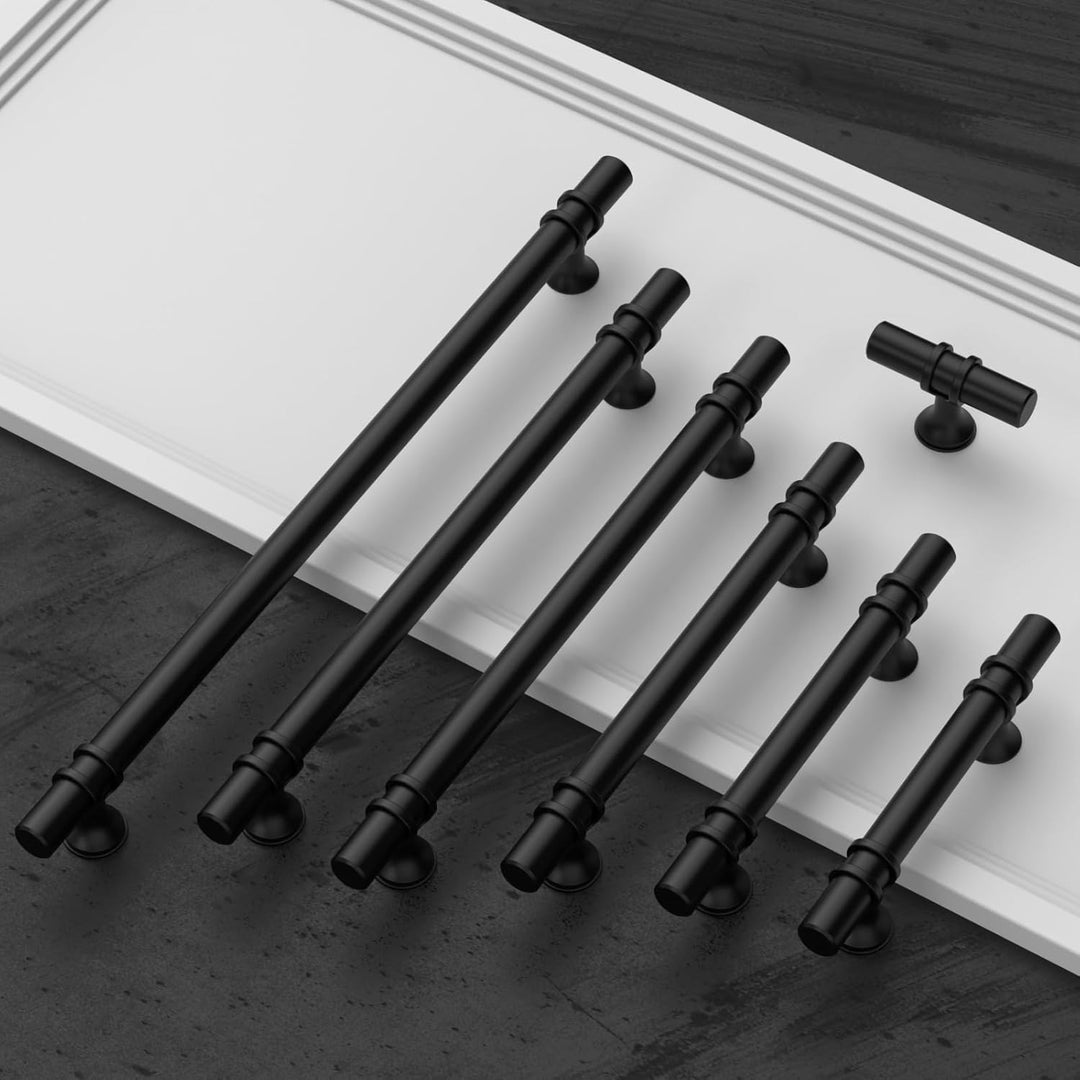 Amerdeco 10 Stück Möbelgriffe Schwarz, 192mm Lochabstand, Schrankgriffe, Küchengriffe, Schubladengri