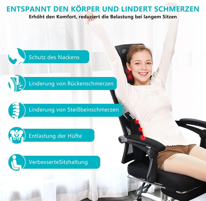 FLORICH Auto Sitzkissen und Lendenkissen Memory Foam Schreibtischstuhl Kissen Ergonomisches Sitzkiss