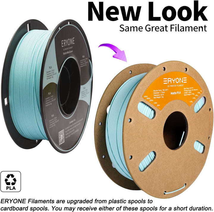 ERYONE Matte PLA 3D Drucker Filament 1.75mm, Massgenauigkeit +/- 0.03 mm, 1 kg 1 Spule, Matte Minzgr